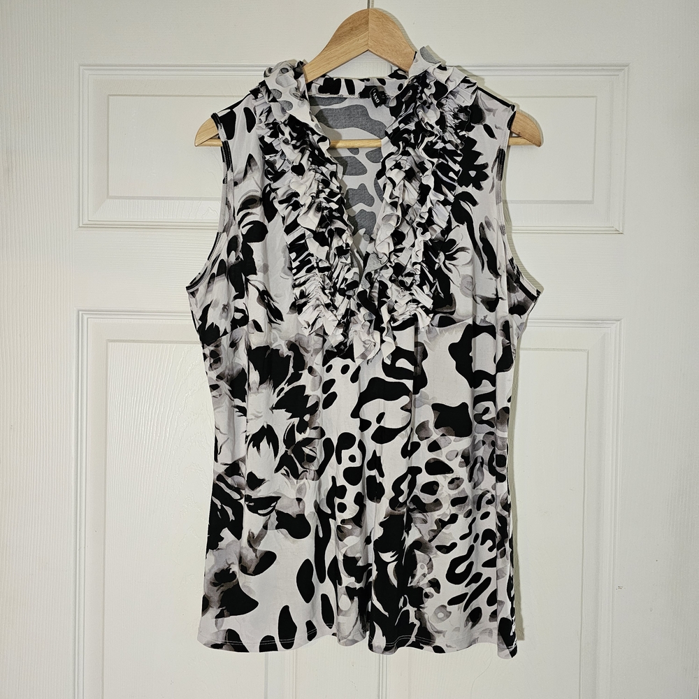 Milano Monochrome Women's Ruffle Blouse, Size XL